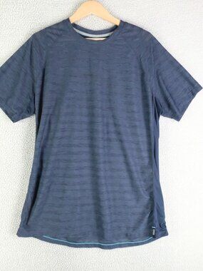 Saxx T Shirt Mens Extra Large Blue Striped Hot Shot Tech Tee Droptemp Athletic